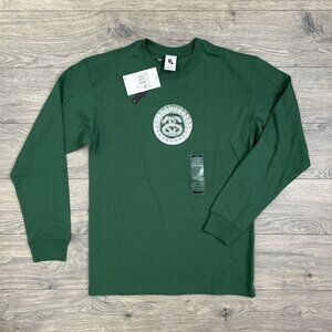 Nike x Stussy Crew Neck Long Sleeve T Shirt Size XS Mens Gorge Green White
